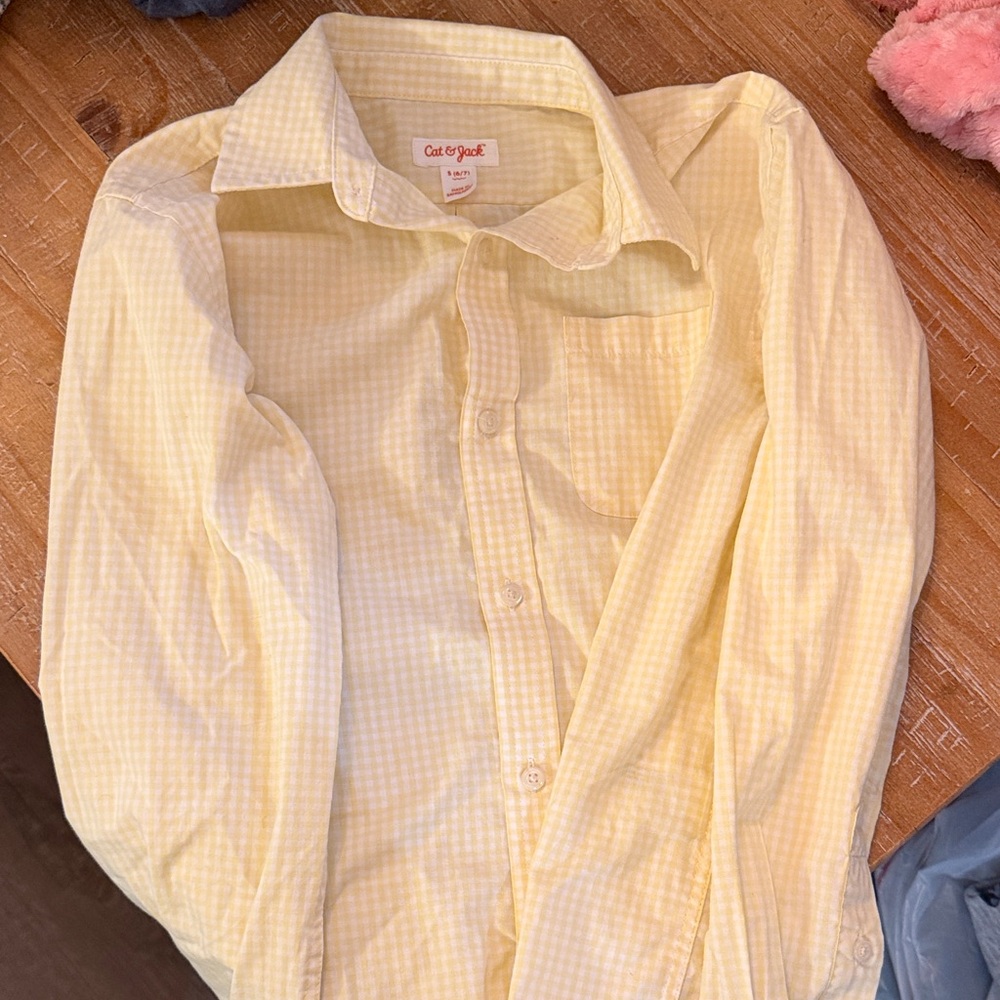 Cat & Jack Light Yellow Checkered Shirt